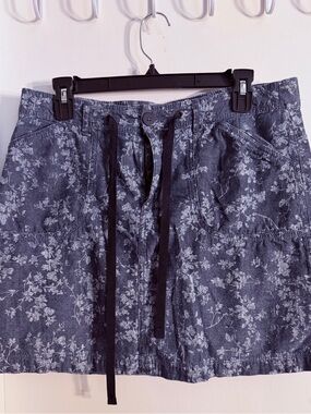White Stag Floral Print Denim Mini Skort - Blue & White